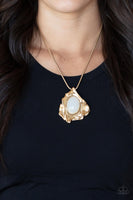 Amazon Amulet - Gold White Necklace Paparazzi Accessories