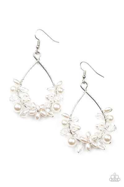 Marina Banquet White Pearl Earrings Paparazzi Accessories