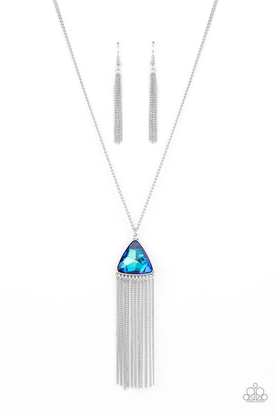 Proudly Prismatic Blue Iridescent Blue Necklace Paparazzi Accessories