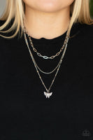 Bountiful Butterflies White Layered Necklace Paparazzi Accessories
