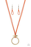 Noticeably Nomad - Orange Brass Necklace Paparazzi Accessories