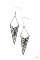 Sharp-Dressed Drama Silver Earrings Paparazzi Accessories