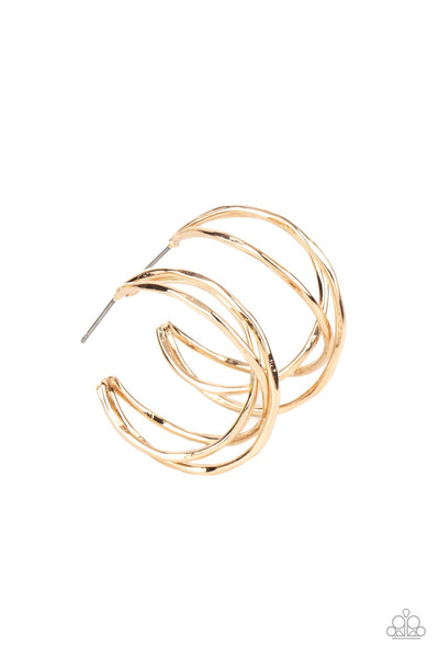 City Contour - Gold Hoop Earrings Paparazzi Accessories