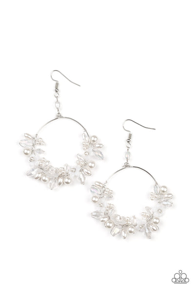 Floating Gardens White Pearl Earrings Paparazzi Accessories