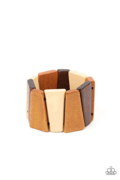 Barbados Backdrop Multi Brown Wood Bracelet Paparazzi Accessories