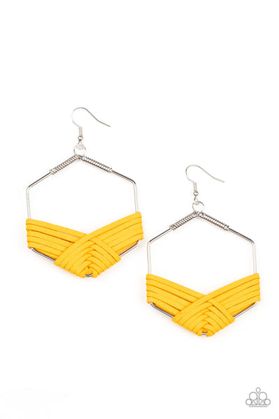 Suede Solstice Yellow Earrings Paparazzi Accessories