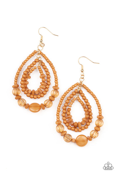 Prana Party Brown seed bead Earrings Paparazzi Accessories