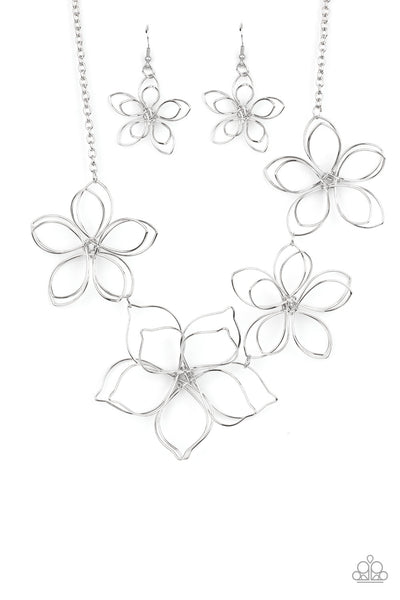 Flower Garden Fashionista - Silver Necklace Paparazzi Accessories