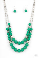 Vivid Vanity Green Silver Necklace Paparazzi Accessories
