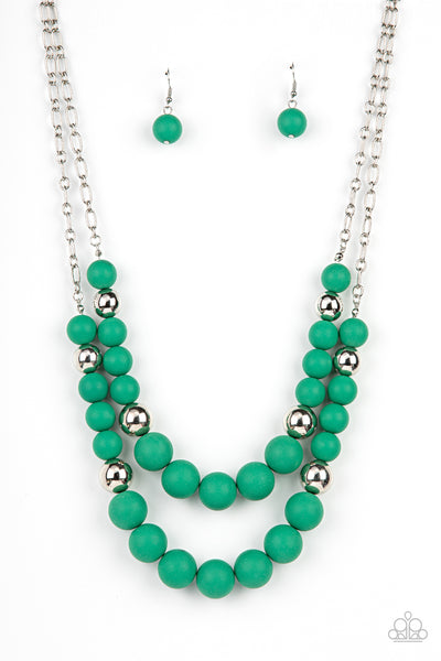 Vivid Vanity Green Silver Necklace Paparazzi Accessories