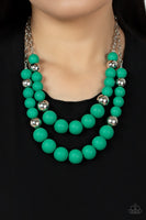 Vivid Vanity Green Silver Necklace Paparazzi Accessories