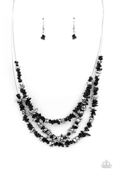 Placid Pebbles Black Necklace Paparazzi Accessories