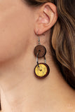 Artisanal Aesthetic Yellow Brown Wood Earrings