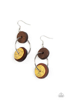 Artisanal Aesthetic Yellow Brown Wood Earrings