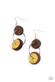 Artisanal Aesthetic Yellow Brown Wood Earrings