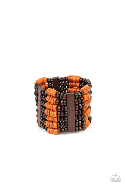 Vacay Vogue Orange Wooden Bracelet Paparazzi Accessories