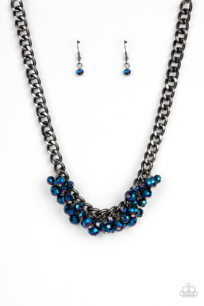 Galactic Knockout Blue Metallic Necklace Paparazzi Accessories