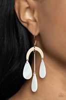 Atlantis Ambience Gold White Shell Earrings Paparazzi