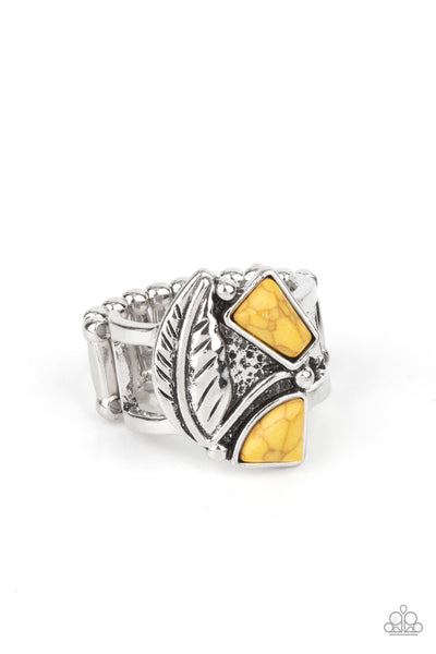 Make the NEST of It Yellow Stone Silver Ring Paparazzi