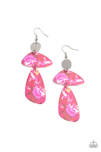 SWATCH Me Now - Pink Tye Dye  Earrings Paparazzi Accessories