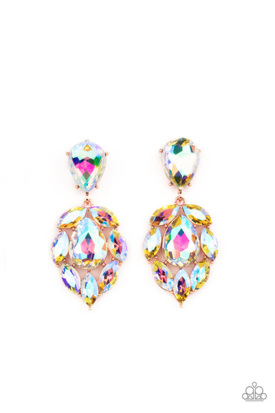Galactic Go-Getter - Copper Iridescent Earrings Paparazzi Accessories