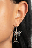 Full Out Flutter White Butterfly Hoop Earrings Paparazzi Accessories