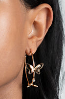 Full Out Flutter Gold Butterfly Hoop Earrings Paparazzi Accessories