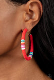 Colorfully Contagious Red Hoop Earrings Paparazzi Accessories