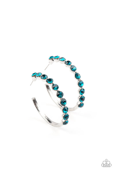 Photo Finish - Blue Bling Hoop Earrings Paparazzi Accessories