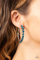 Photo Finish - Blue Bling Hoop Earrings Paparazzi Accessories
