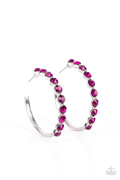 Photo Finish Pink Bling Hoop Earrings Paparazzi Accessories