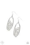 Prismatic Poker Face White Bling Earrings Paparazzi Accessories