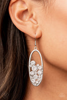 Prismatic Poker Face White Bling Earrings Paparazzi Accessories