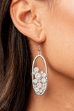 Prismatic Poker Face White Bling Earrings Paparazzi Accessories