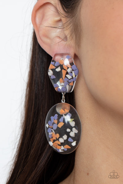 Flaky Fashion - Orange Blue Earrings Paparazzi Accessories