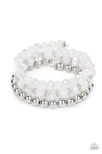 Gimme Gimme White Iridescent Bracelet Paparazzi