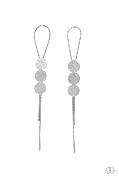 Bolo Beam Silver Loop Earrings Paparazzi Accessories