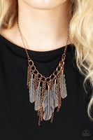 NEST Friends Forever - Copper Leaf Necklace Paparazzi Accessories