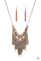 NEST Friends Forever - Copper Leaf Necklace Paparazzi Accessories