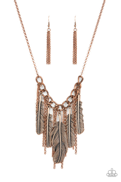 NEST Friends Forever - Copper Leaf Necklace Paparazzi Accessories