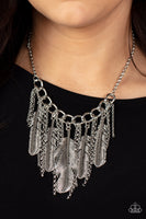 NEST Friends Forever - Silver Feather Necklace Paparazzi Accessories