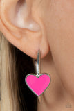 Kiss Up - Pink Heart Hoop Earrings Paparazzi Accessories