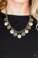 Spot On Sparkle -Brass Bling Necklace Paparrazi Accessories
