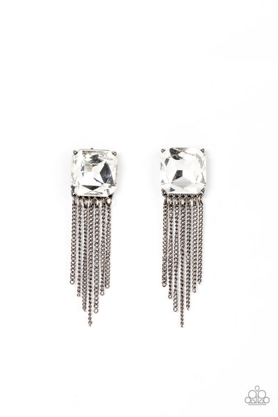 Supernova Novelty - Black Bling Fringe Earrings Paparazzi Accessories