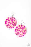Catwalk Safari Pink Cheetah Wood Earrings Paparazzi