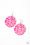 Catwalk Safari Pink Cheetah Wood Earrings Paparazzi