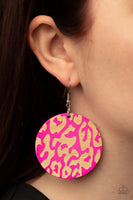 Catwalk Safari Pink Cheetah Wood Earrings Paparazzi