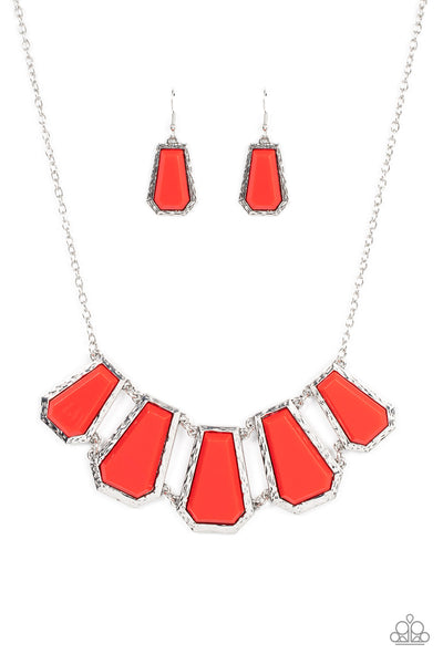 Stellar Heiress Red Silver Necklace Paparazzi Accessories