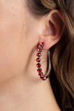 Photo Finish Red Bling Hoop Earrings Paparazzi Accessories