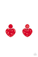 Just a Little Crush - Red Heart Earrings Paparazzi Accessories